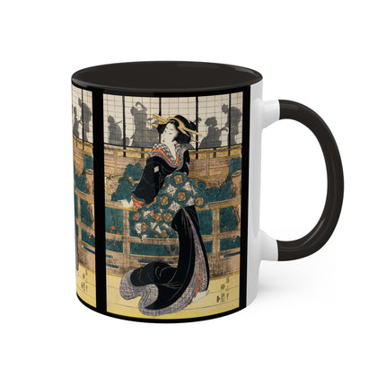 Japanese woman woodcut print by Kikukawa Eizan Colorful Mugs, 11oz