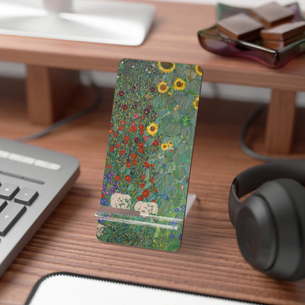 Farm Garden with Sunflowers by Gustav Klimt Mobile Display Stand for Smartphones