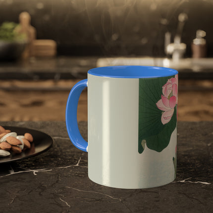 Blooming Lotus Flowers by Ohara Koson Colorful Mugs, 11oz