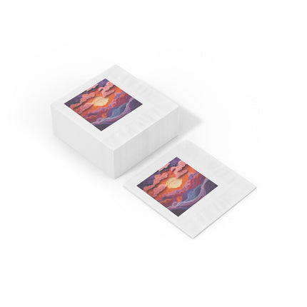 Dramatic Sunset Sky White Coined Napkins