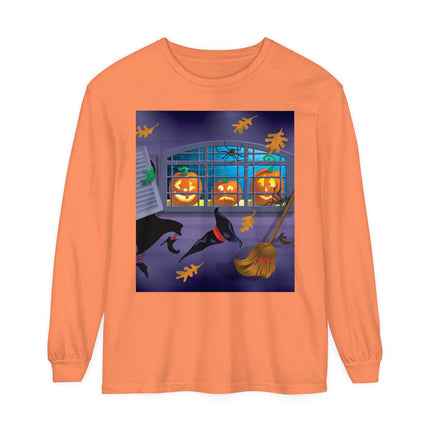 Whimsical Halloween Mischief Unisex Garment-dyed Long Sleeve T-Shirt