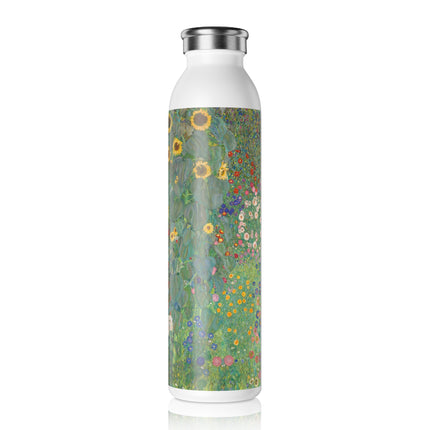 Farm Garden with Sunflowers by Gustav Klimt Slim Water Bottle