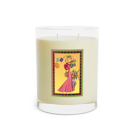 Elegant Holiday Woman with Gifts Scented Candle - Full Glass, 11oz