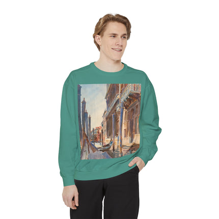 Gondola Moorings on the Grand Canal by John Singer Sargent Unisex Garment-Dyed Sweatshirt