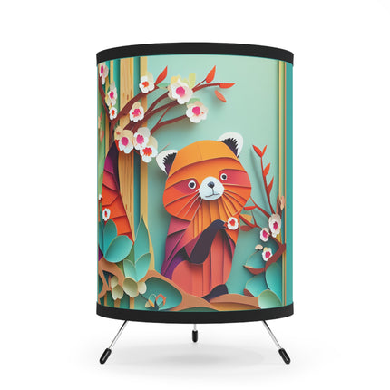A Playful Red Panda Tripod Lamp