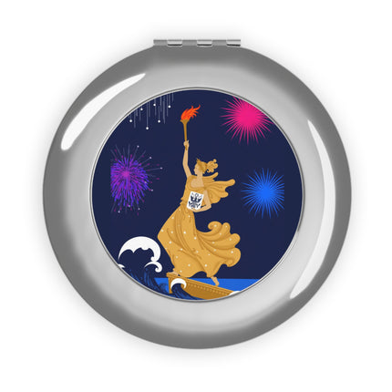 Liberty's Triumph Compact Mirror – Art Deco Victory & Golden Grandeur