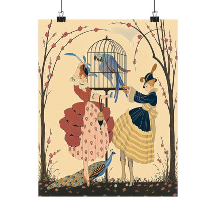 🦚🌸 The Garden Of The Exotic Birds Matte Vertical Poster – Art Deco Fashion Whimsy