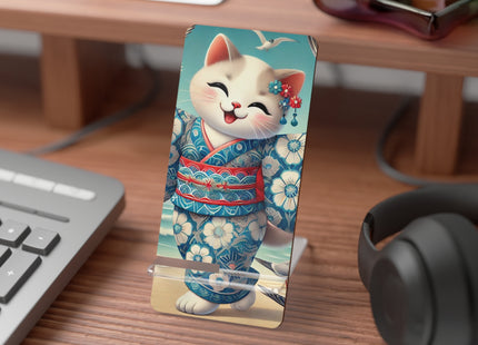 Geisha Kitten by the Seaside Mobile Display Stand for Smartphones