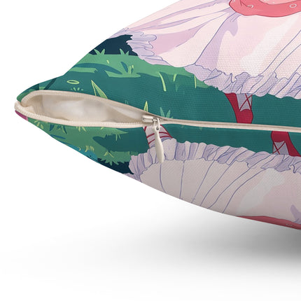 🎭🌸 The Lady Of The Secret Masquerade Square Pillow – Art Deco Garden Fantasy