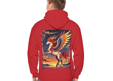 Flame-Winged Horse at Sunset – Heavy Blend™ Hooded Sweatshirt