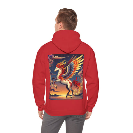 Flame-Winged Horse at Sunset – Heavy Blend™ Hooded Sweatshirt