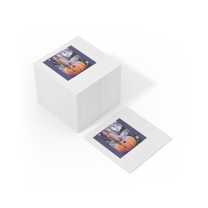 The Startled Pumpkin White Coined Napkins