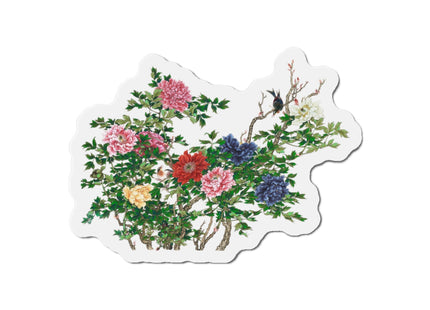 Peonies and Birds by Okamoto Shuki Die-Cut Magnets (5 Sizes)