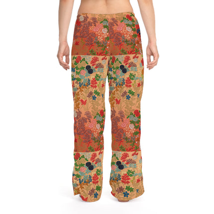 Japanese Fan Flower Pattern by G.A. Audsley Women's Pajama Pants (AOP)