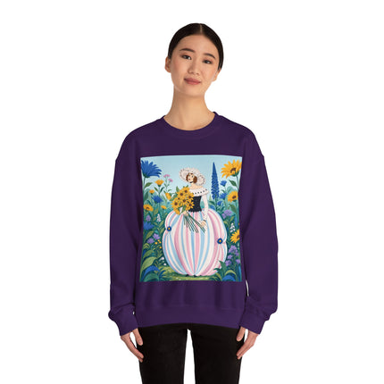 🌻🎀 The Sunflower Garden Bouquet Crewneck Sweatshirt – Art Deco Floral Elegance