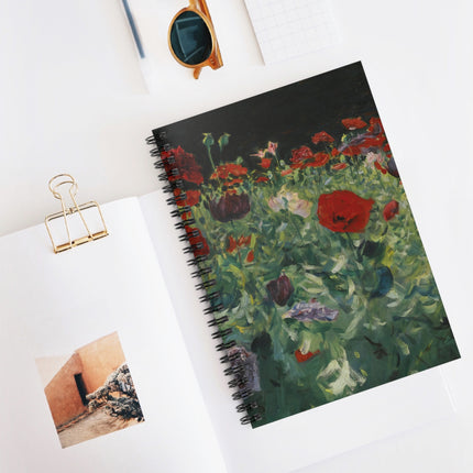 Poppies (A Study of Poppies for Carnation, Lily, Lily, Rose) by John Singer Sargent Spiral Notebook - Ruled Line