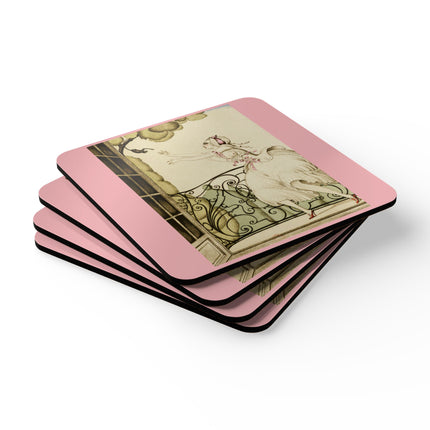 Sur talons rouges (On Red Heels) pl 02 by Gerda Wegener Corkwood Coaster Set