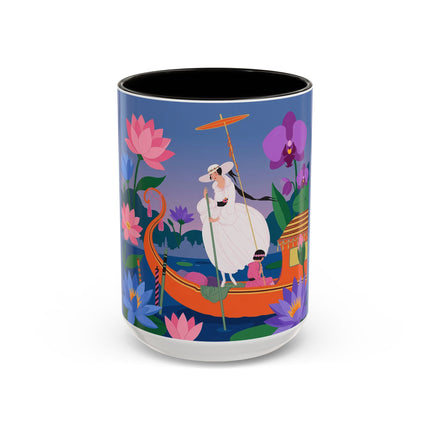 The Lady Of The Lotus Voyage Colorful Mugs – Art Deco Botanical Elegance