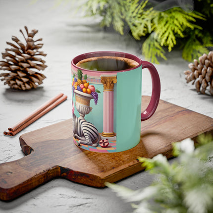 Still Life with Zebra, Fruit, and Pink Columns Colorful Mugs (11oz, 15oz)