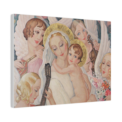 Madonna with Child and Musical Angels – 1935 Art Deco Painting by Gerda Wegener