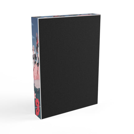🌹🎀 The Lady Of The Grand Floral Masquerade Acrylic Art Block – Art Deco Fashion Whimsy