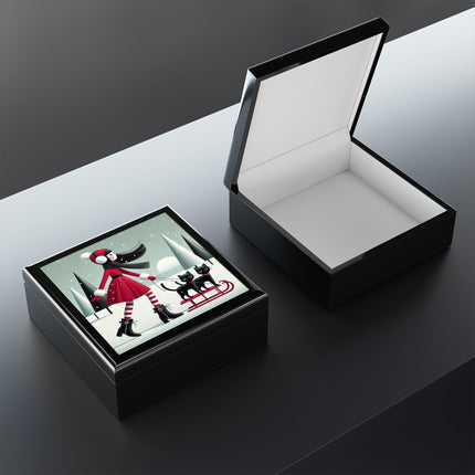 Red Sled & Curious Cats Jewelry Box
