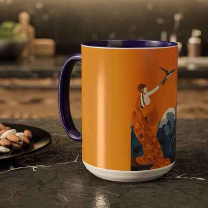 Falcon Mistress Colorful Mugs – Art Deco Majesty & Mythic Freedom