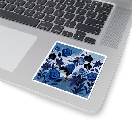 ☔💙 The Blue Rain Promenade Kiss-Cut Stickers – Art Deco Floral Fashion