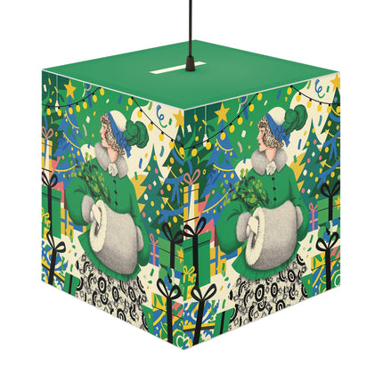 🍀🎄 The Emerald Holly Christmas Light Cube Lamp – Art Deco Holiday Elegance