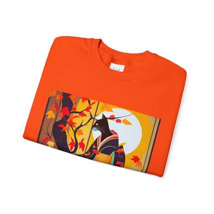 Black Cat in Kimono Unisex Heavy Blend™ Crewneck Sweatshirt