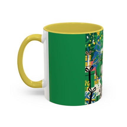 🍀🎄 The Emerald Holly Christmas Colorful Mug – Art Deco Holiday Elegance