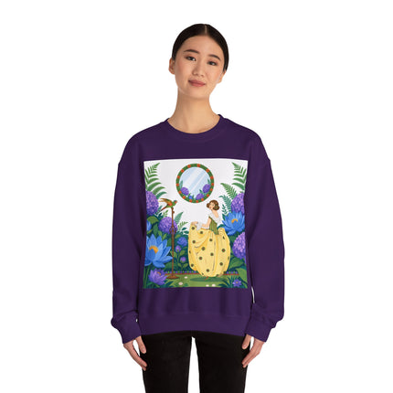 🦜🪷 The Parrot Garden Reflection Crewneck Sweatshirt – Art Deco Fashion Whimsy