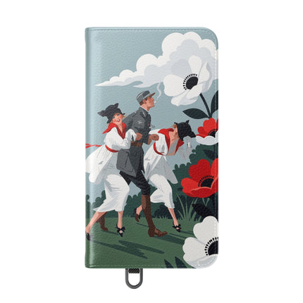 🌺🎩 The Ladies Of The Scarlet Garden Flip Case – Art Deco Floral Adventure
