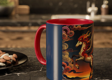 Flame-Winged Horse at Sunset Colorful Mugs (11oz, 15oz)