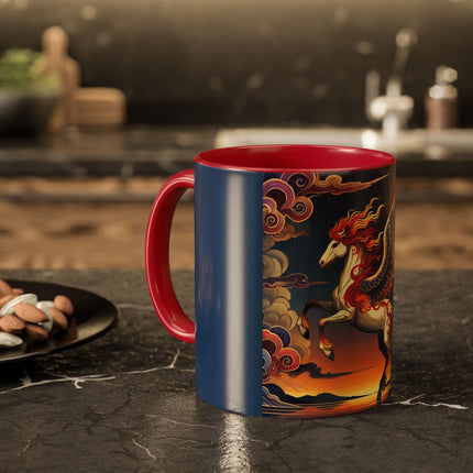Flame-Winged Horse at Sunset Colorful Mugs (11oz, 15oz)