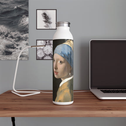 Girl with a Pearl Earring by Johannes Vermeer Slim Water Bottle