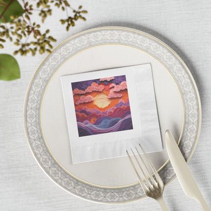 Dramatic Sunset Sky White Coined Napkins