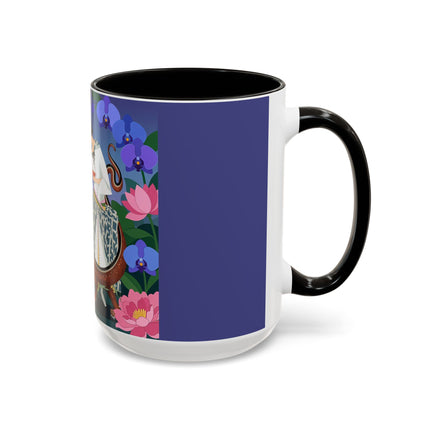 The Lady And The Garden Dragon Colorful Mugs – Art Deco Mythical Botanical Elegance
