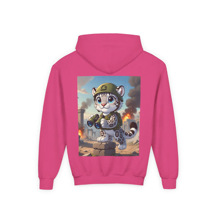 Snow Leopard Lookout Youth Hooded Sweatshirt – Adventure, Curiosity & Fearless Style