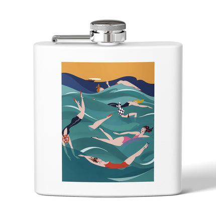 Summer Splash Stainless Steel Flask – Retro Beach Joy & Carefree Summer Vibes