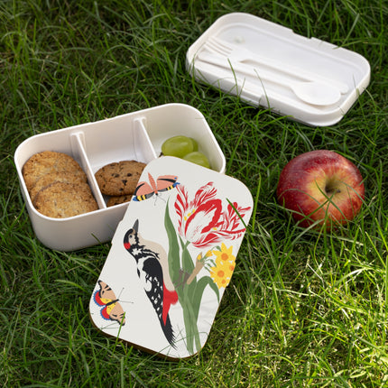 Woodpecker & Tulip Bento Lunch Box – Vibrant Energy & Cheerful Charm
