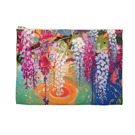 Golden Wisteria Elegance Accessory Pouch – Klimt Inspired Japanese Art Nouveau Design
