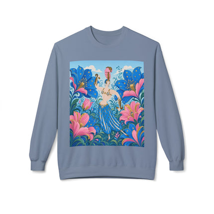 🌟🌸 The Starry Blossom Garden Dancer Midweight Crewneck Sweatshirt – Art Deco Floral Fantasy