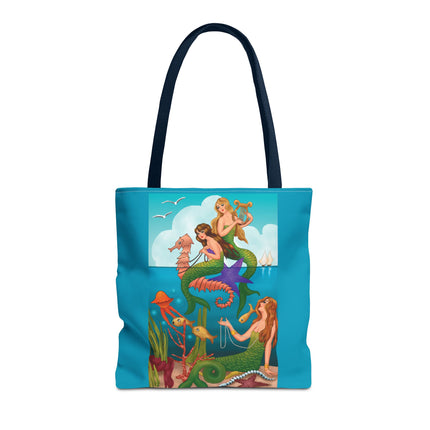 Three Mermaids with Strings of Pearls by Carlo Chiostri Tote Bag (AOP)