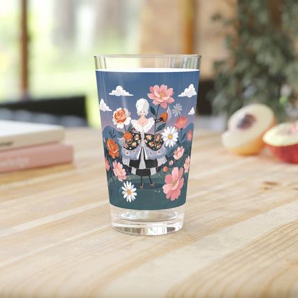 🌸🎀 The Grand Floral Promenade Pint Glass – Art Deco Fashion Fantasy
