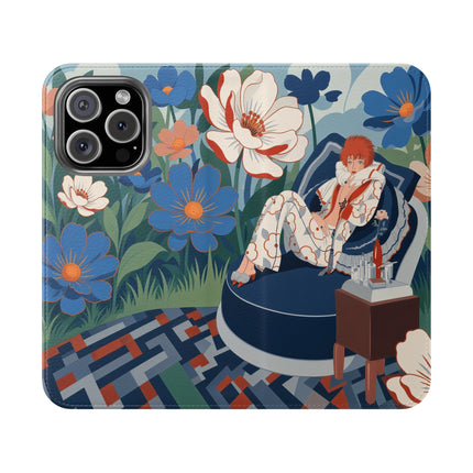 🌺🪞 The Lady Of The Grand Flower Salon Flip Case – Art Deco Floral Elegance