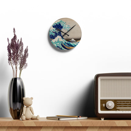 The Great Wave off Kanagawa by Katsushika Hokusai Acrylic Wall Clock, Round and Square