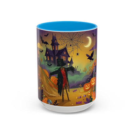 🌙🎃 The Scarecrow Of Haunted Hollow Colorful Mug – Whimsical Halloween Mystery