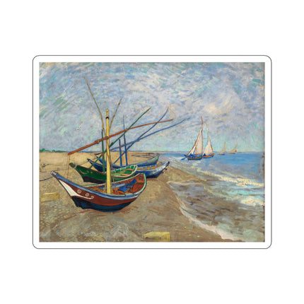 Fishing Boats on the Beach at Saintes-Maries by Vincent Van Gogh Kiss-Cut Stickers (4 Sizes)