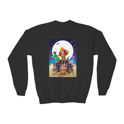 Moonlit Pirate Halloween Youth Crewneck Sweatshirt